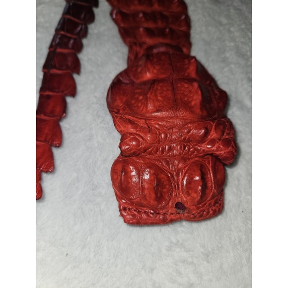 Other - Vintage Caiman Hornback Belt Exotic Western Leather Taxidermy Red Alligatoridae